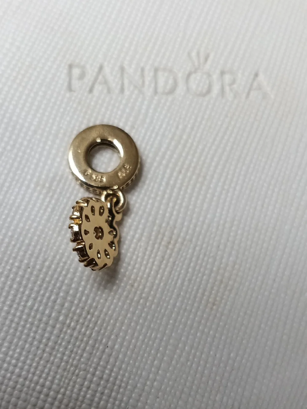 Pandora 14k Solid Gold And CZ Embellished Floral Charm/Pendant